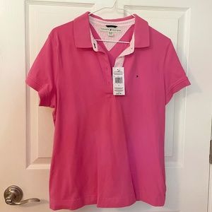 Womens Tommy Hilfiger Size M Pink Polo Shirt Short Sleeve Medium Top NWT